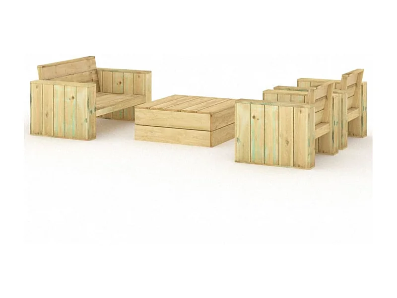 Salon de jardin 4 pcs Bois massif de pin imprégné