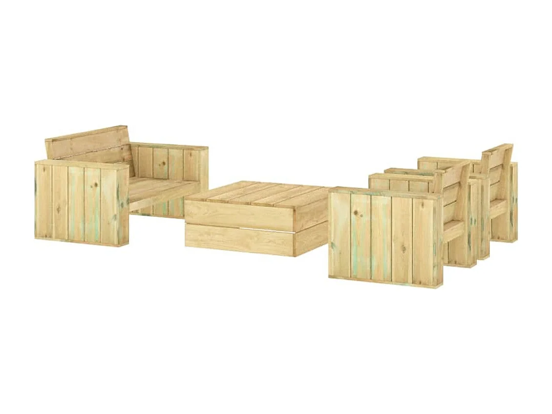 Salon de jardin 4 pcs Bois massif de pin imprégné