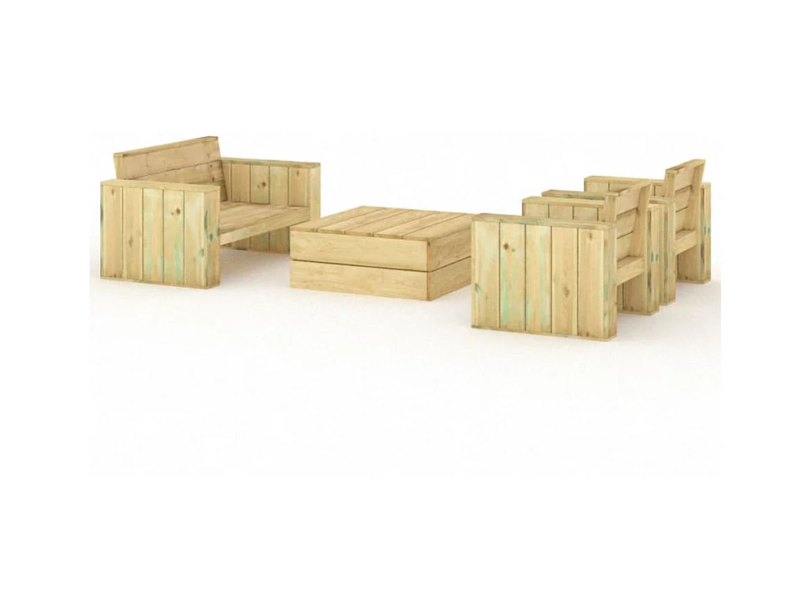 Salon de jardin 4 pcs Bois massif de pin imprégné