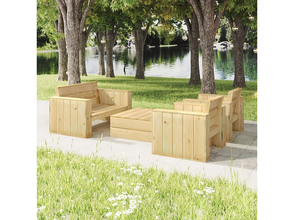 Salon de jardin 4 pcs Bois massif de pin imprégné