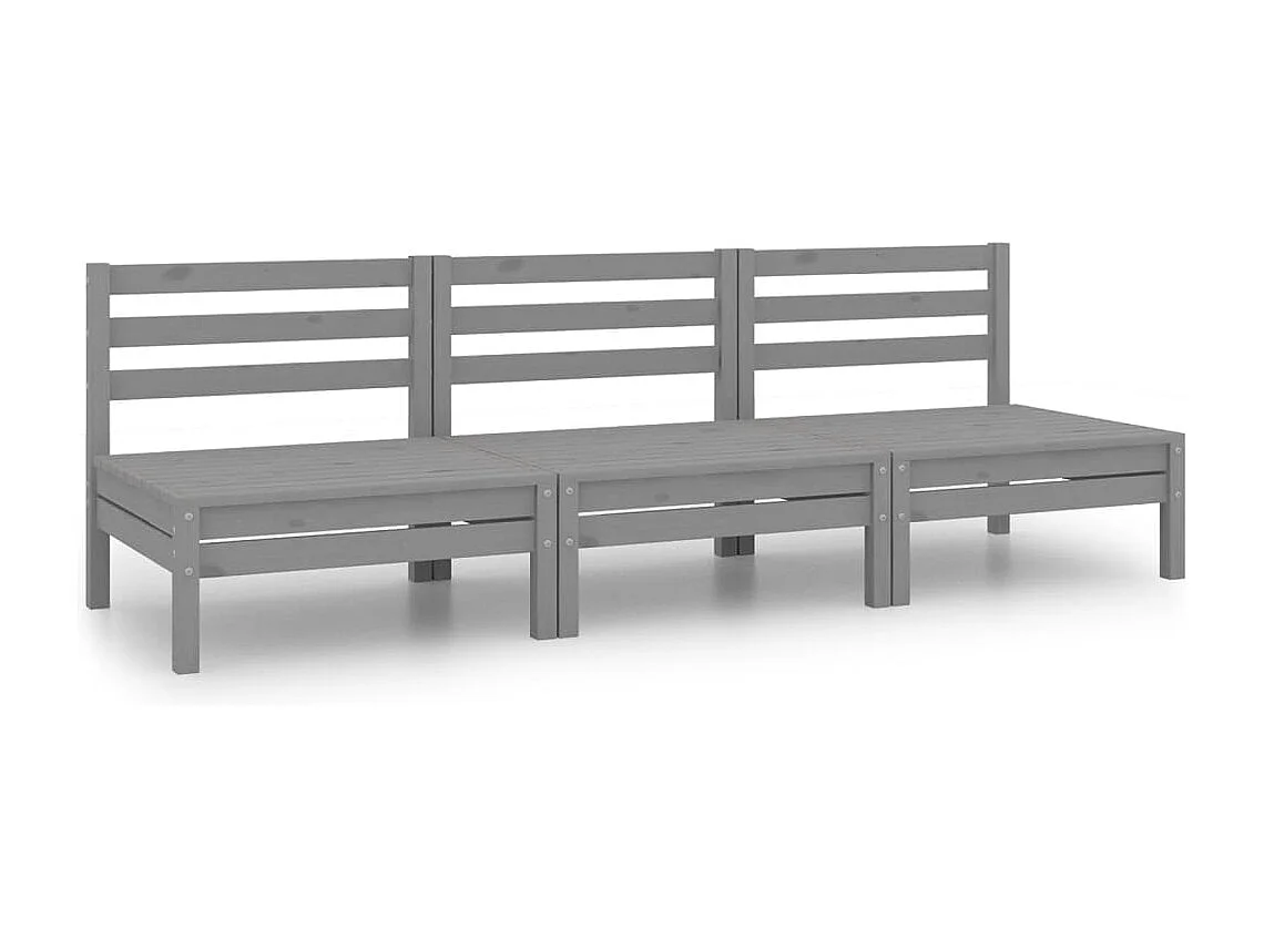 Salon de jardin 3 pcs Gris Bois de pin massif 9
