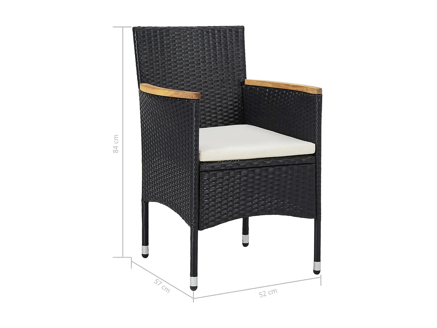 Mobilier d'extérieur 5 pcs Noir Résine tressée et bois d'acacia