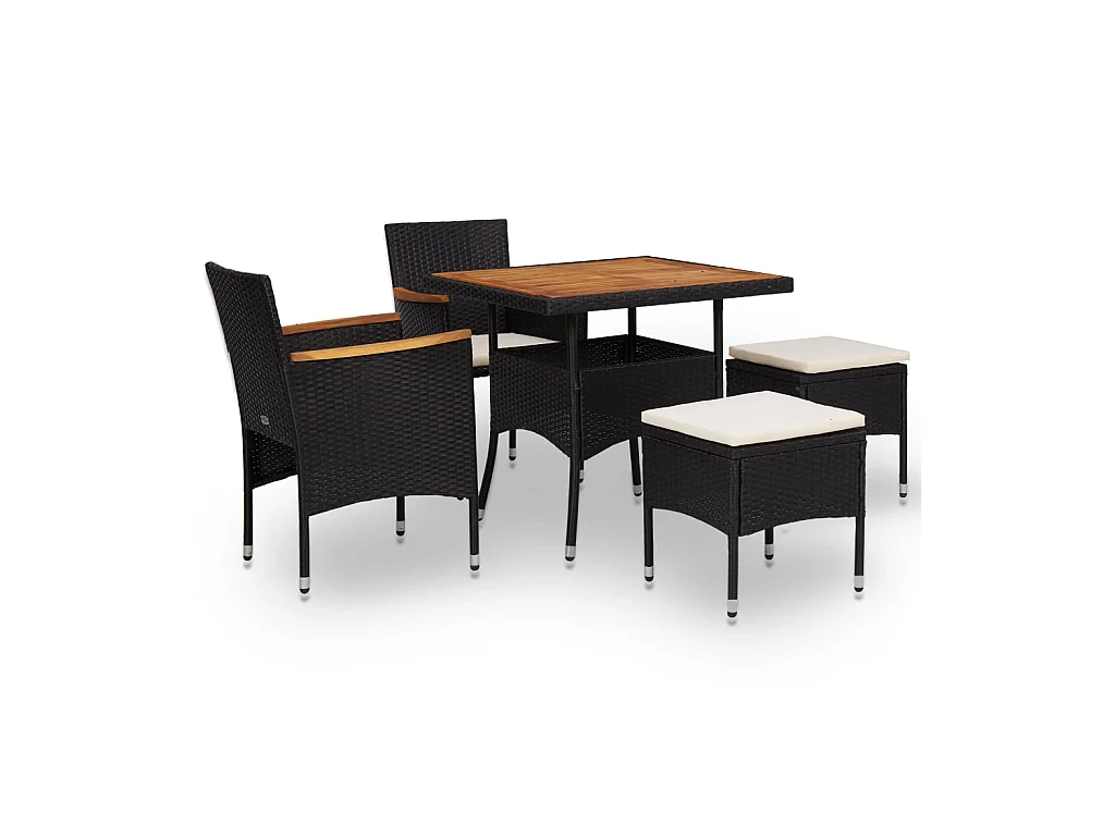 Mobilier d'extérieur 5 pcs Noir Résine tressée et bois d'acacia