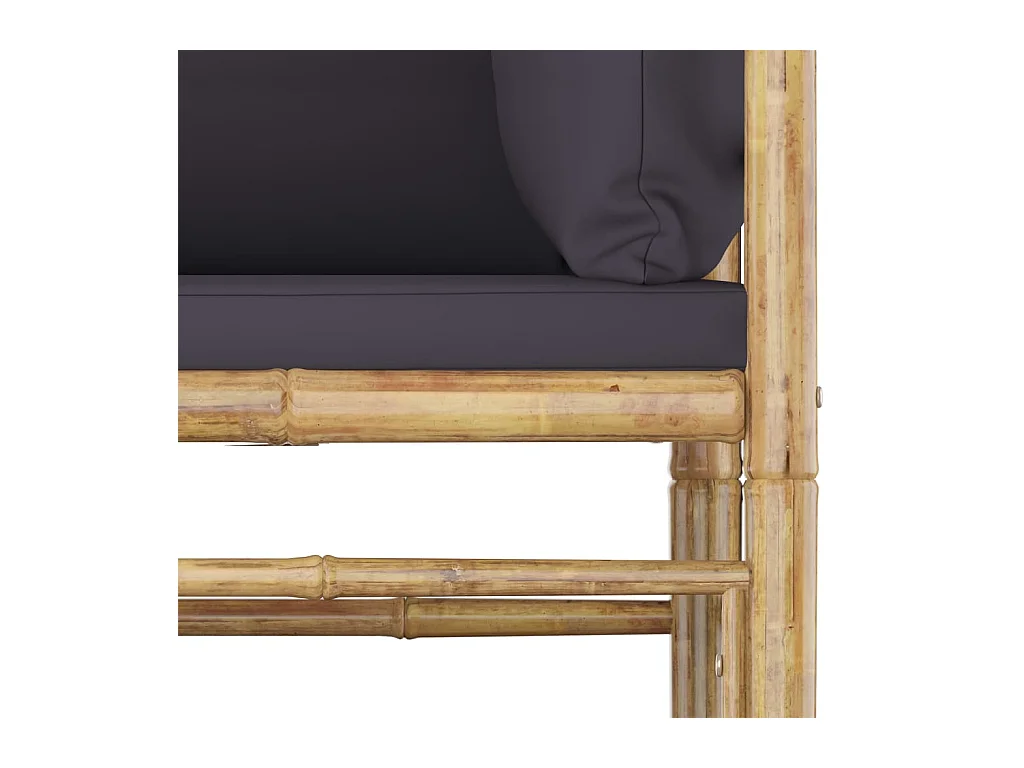 Salon de jardin 8 pcs avec coussins gris foncé Bambou