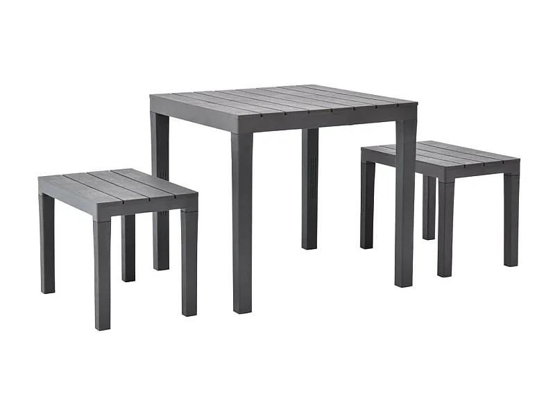 Table de jardin avec 2 bancs Plastique Marron
