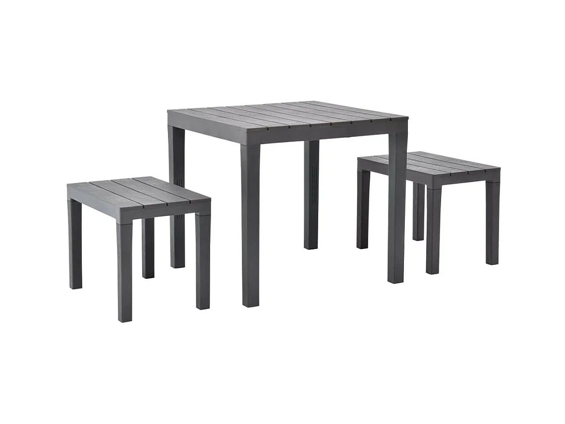 Table de jardin avec 2 bancs Plastique Marron