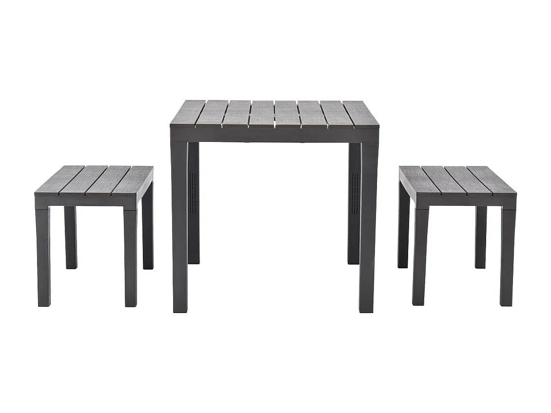 Table de jardin avec 2 bancs Plastique Marron