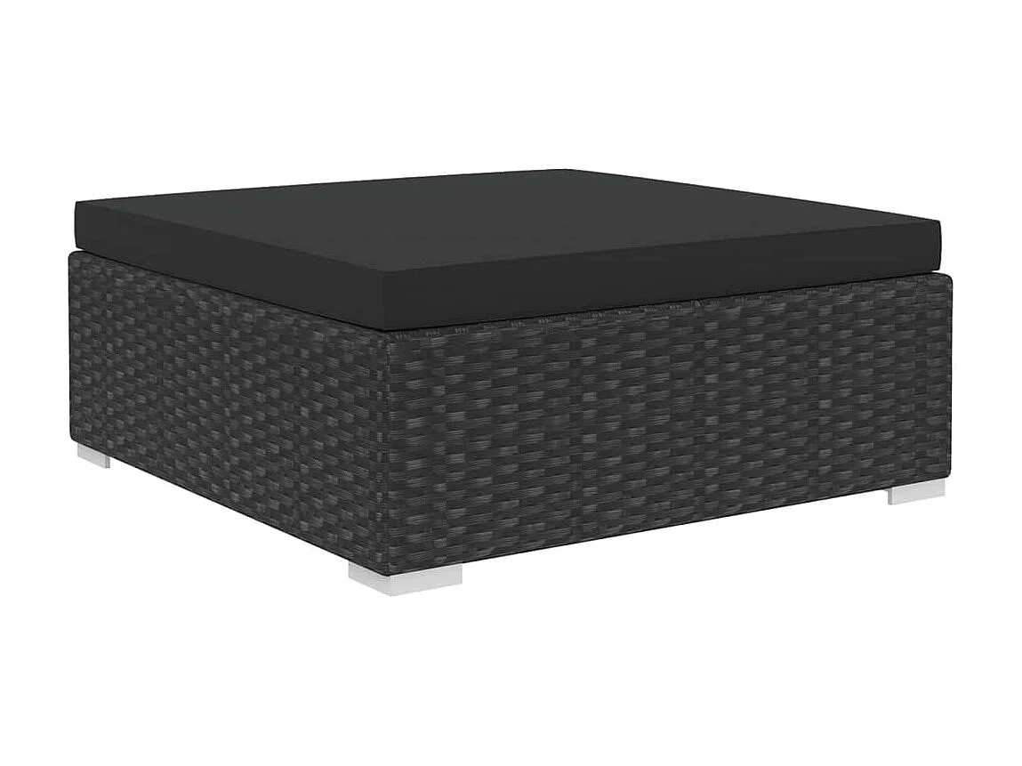 Salon de jardin 5 pcs avec coussins Résine tressée Noir 13