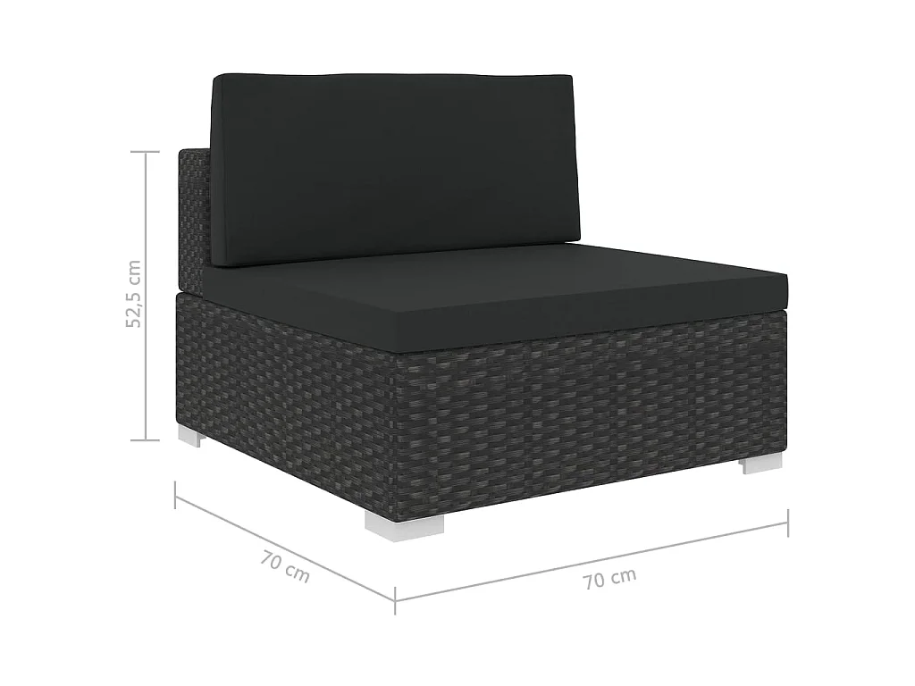 Salon de jardin 5 pcs avec coussins Résine tressée Noir 13