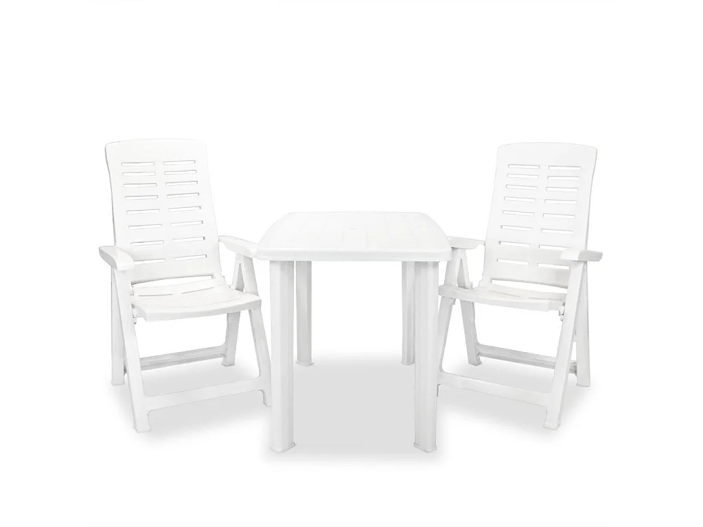 Mobilier de bistro 3 pcs Plastique Blanc 2