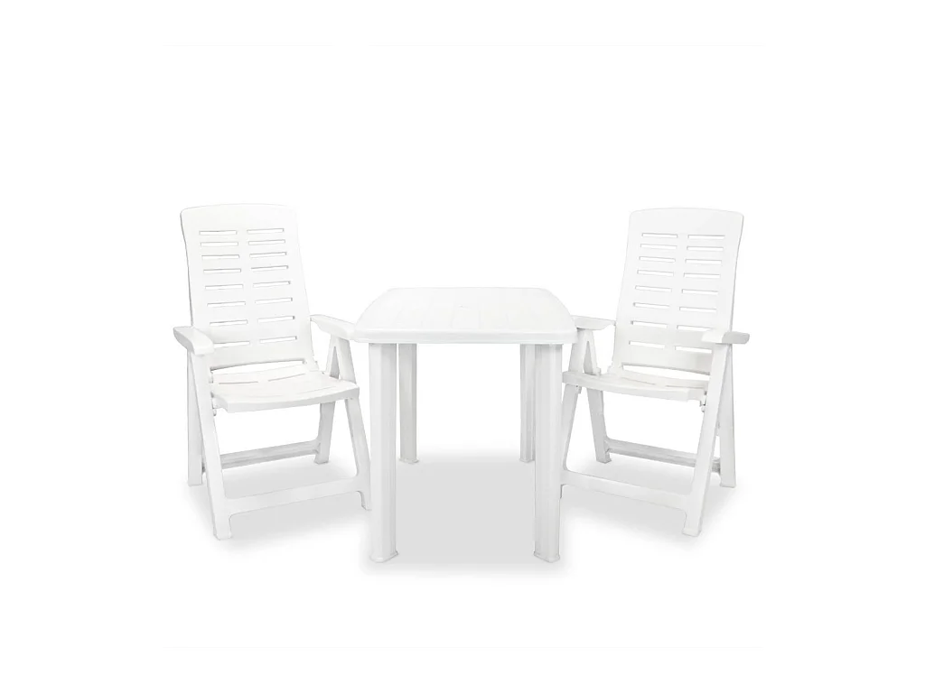 Mobilier de bistro 3 pcs Plastique Blanc 2