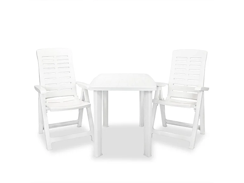 Mobilier de bistro 3 pcs Plastique Blanc 2