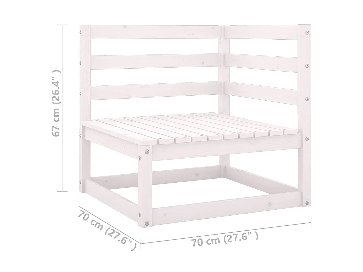 Salon de jardin 8 pcs avec coussins Blanc Bois de pin massif 3