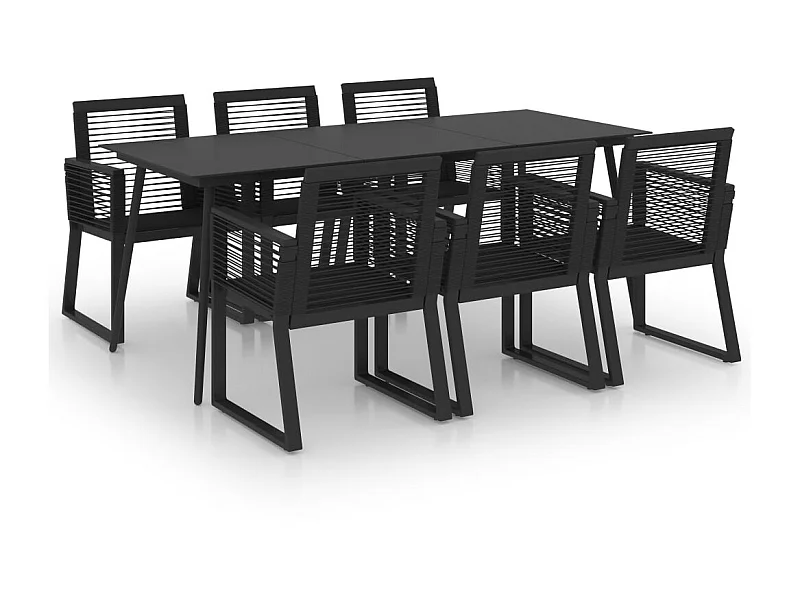 Ensemble à dîner d'extérieur 7 pcs Rotin PVC Noir 6