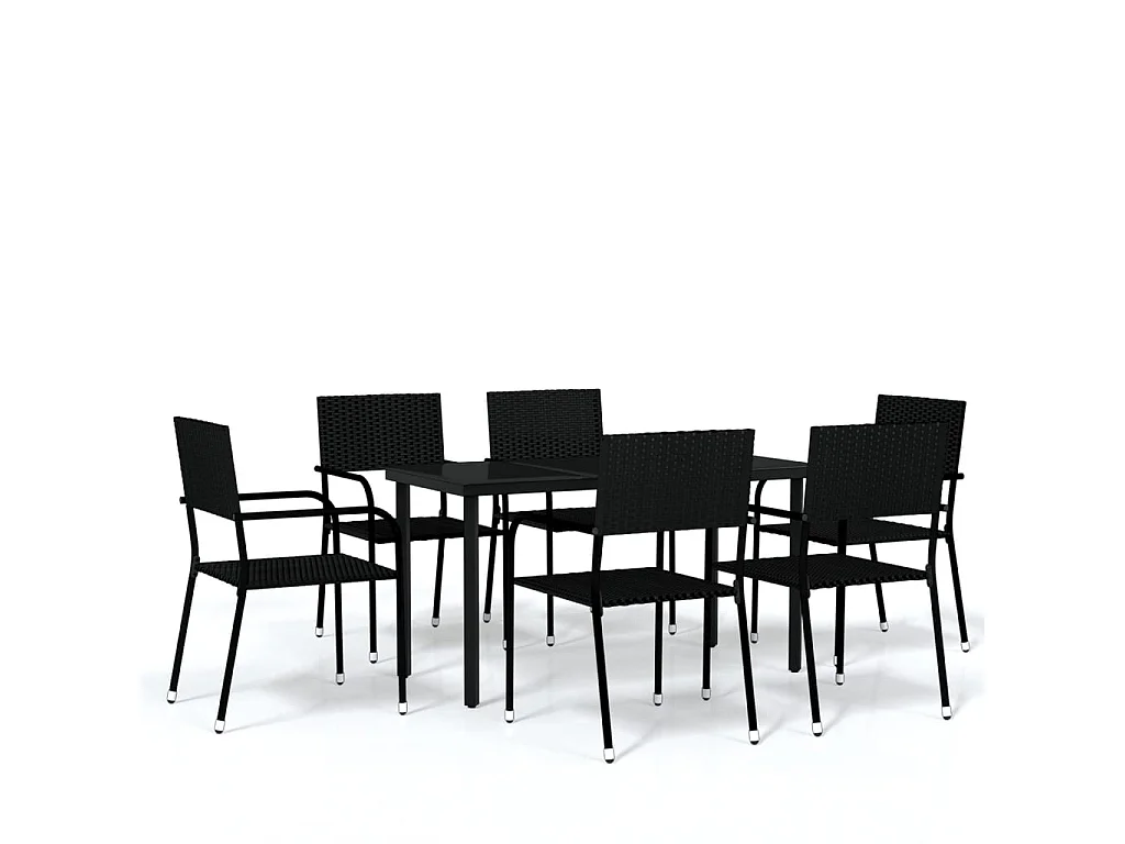 Ensemble de salle à manger de jardin 7 pcs Noir 47