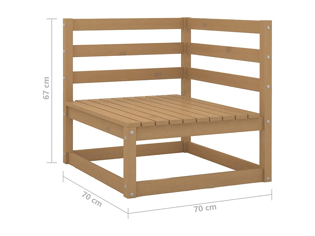 Salon de jardin 6 pcs Marron miel Bois de pin massif 11