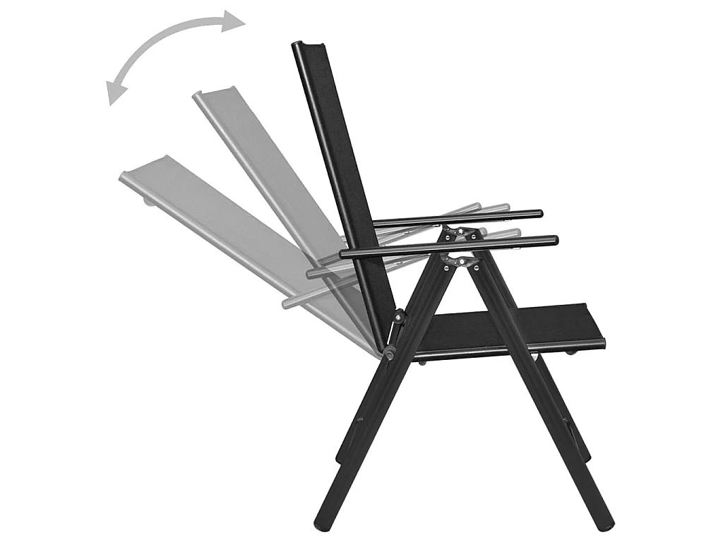 Ensemble à dîner de jardin 5 pcs Aluminium et textilène Noir