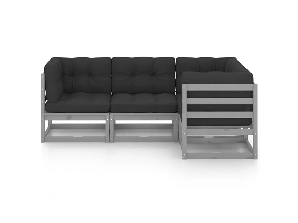 Salon de jardin 4 pcs avec coussins Bois de pin massif 47