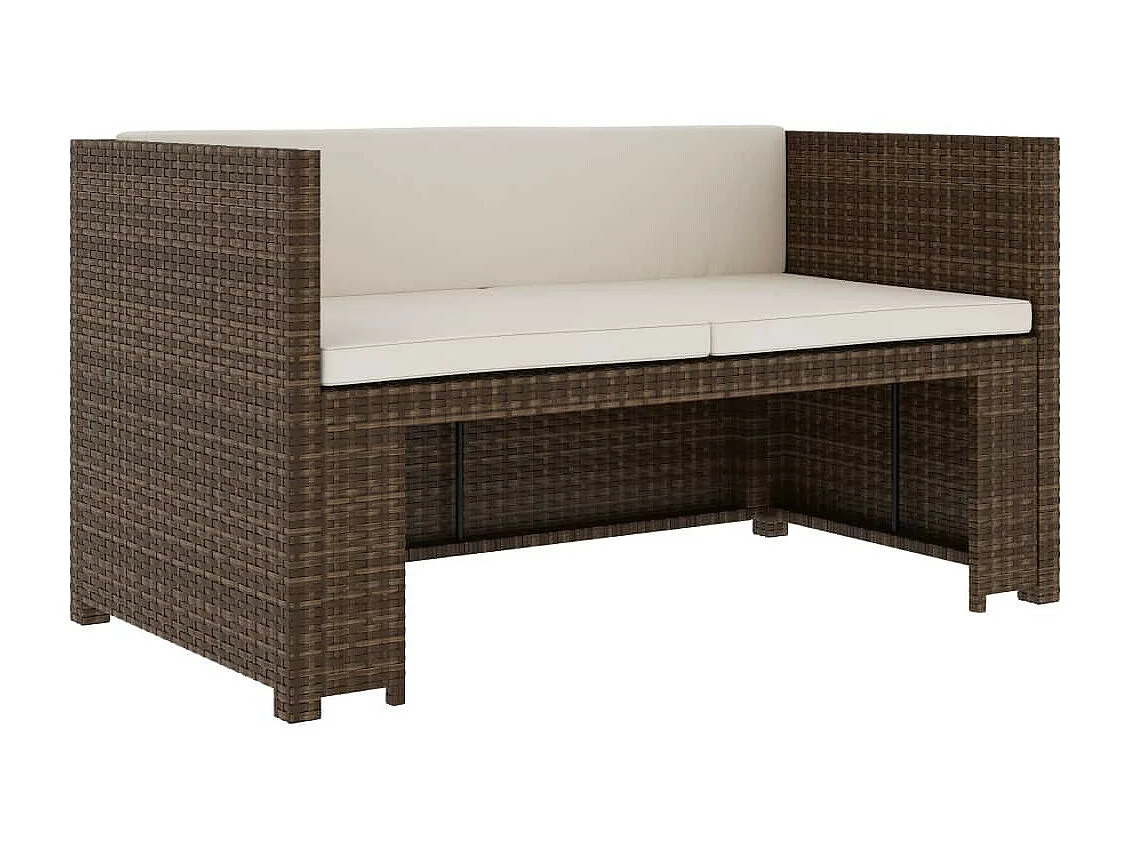 Salon de jardin 5 pcs avec coussins Résine tressée Marron 34