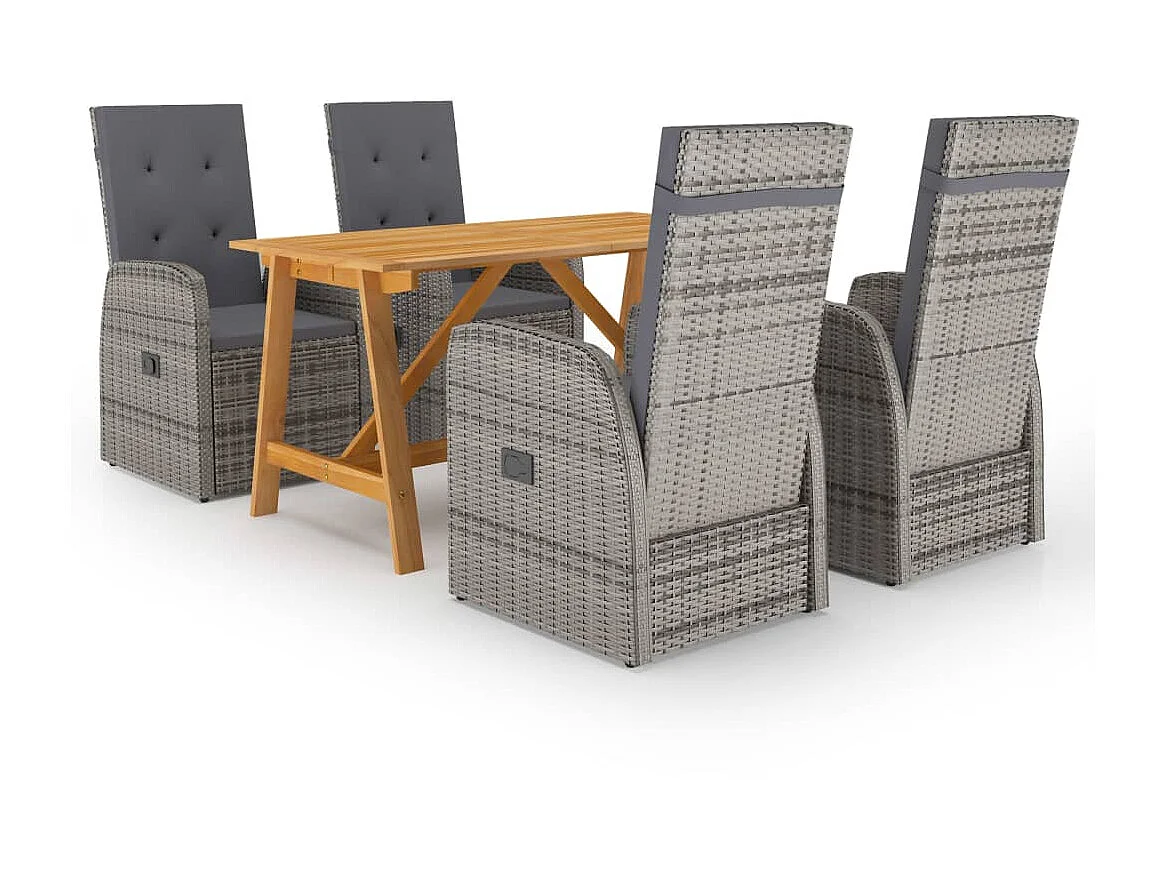 Ensemble de salle à manger de jardin 5 pcs Gris 46