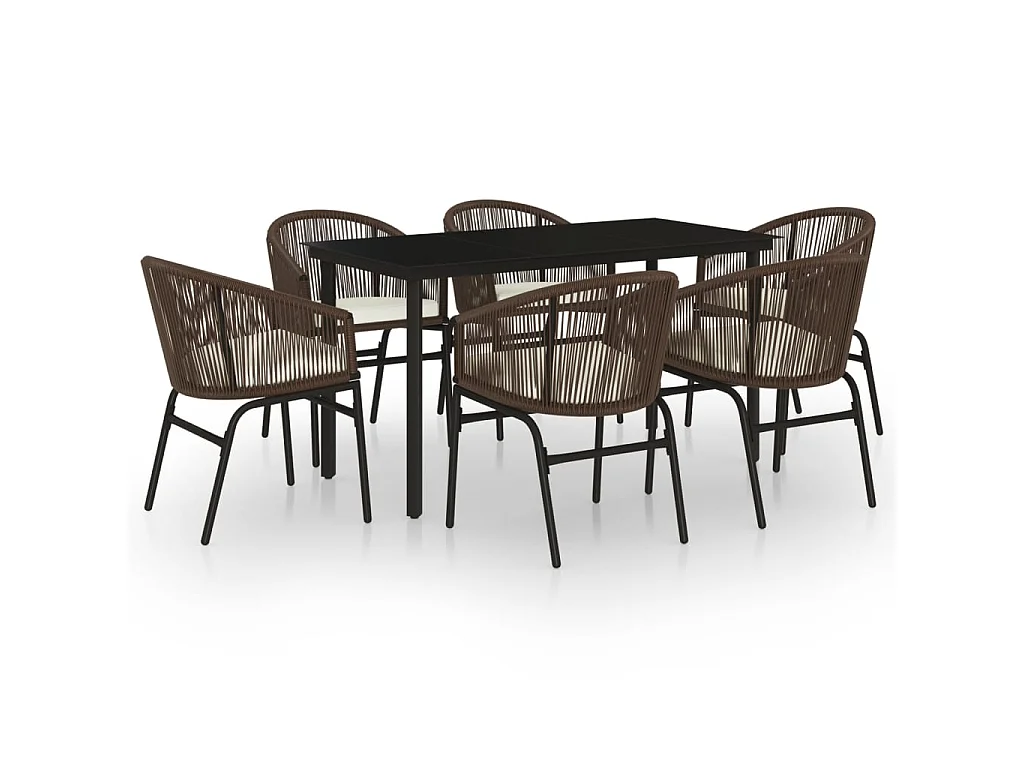 Ensemble de salle à manger de jardin 7 pcs Marron 8