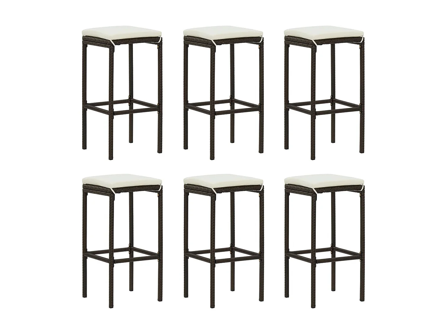 Meuble de bar de jardin 7 pcs et coussins Résine tressée Marron 3