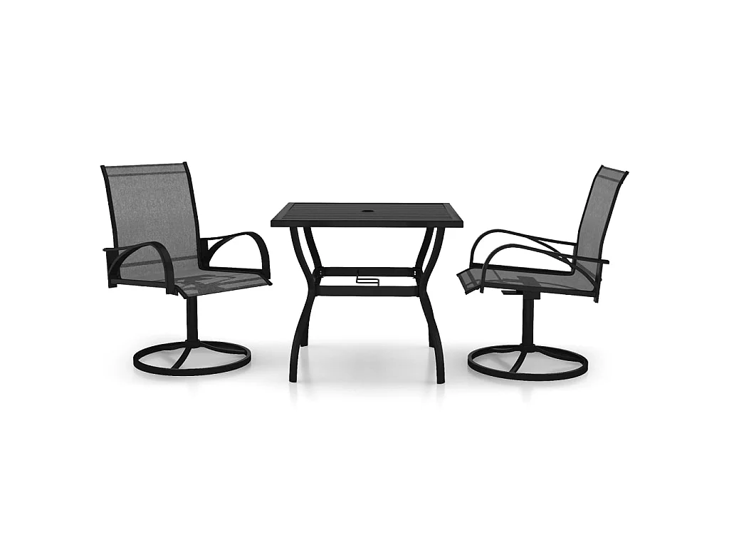 Ensemble de salle à manger de jardin 3 pcs Textilène et acier