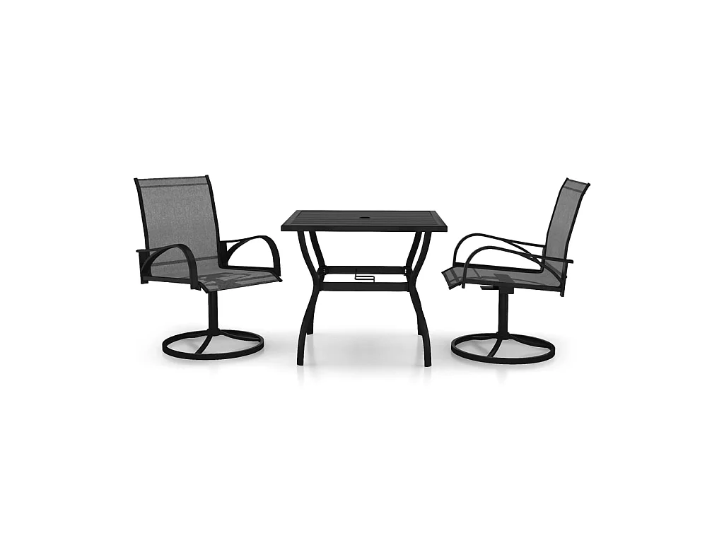 Ensemble de salle à manger de jardin 3 pcs Textilène et acier
