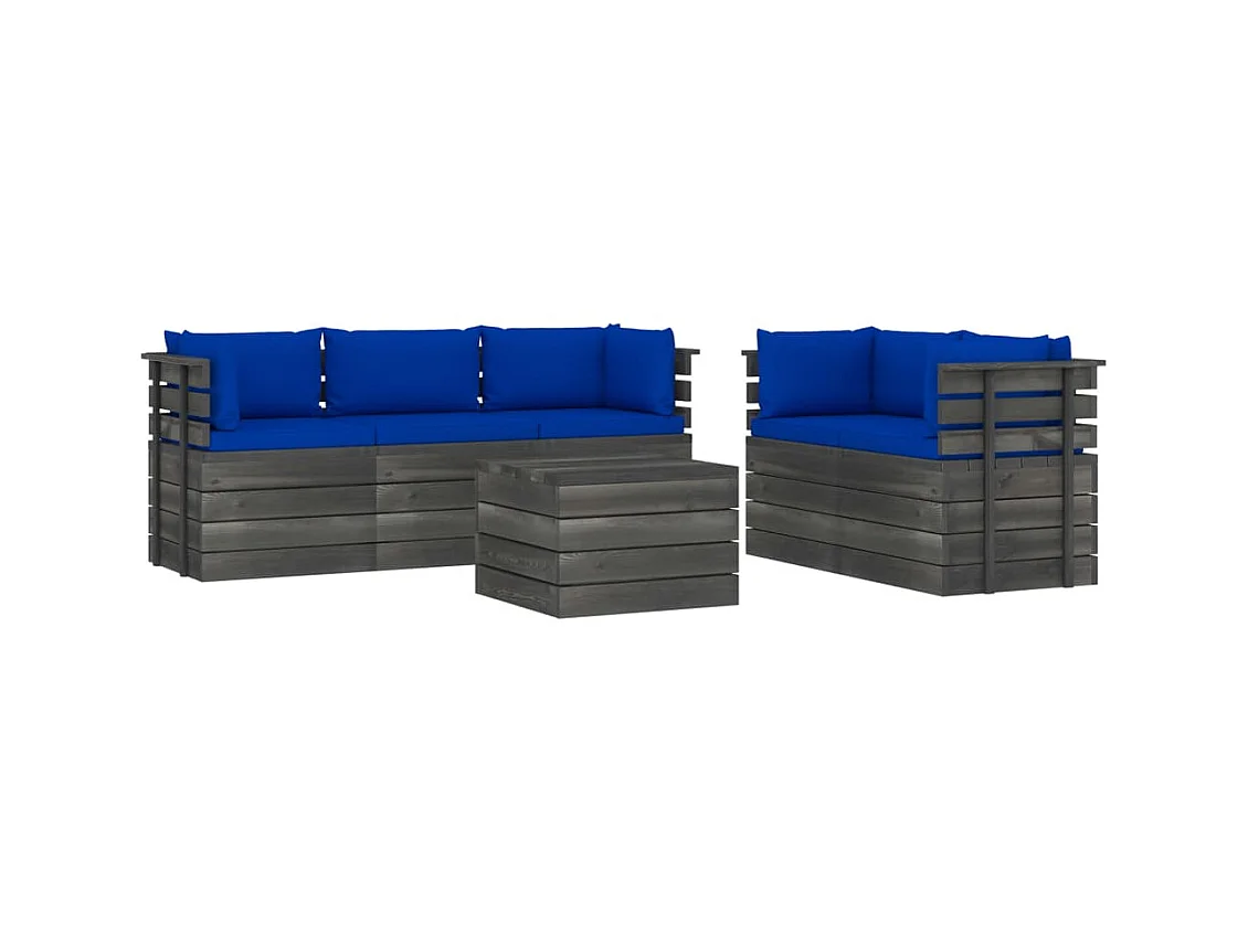Salon palette de jardin 6 pcs avec coussins Bois de pin massif 29