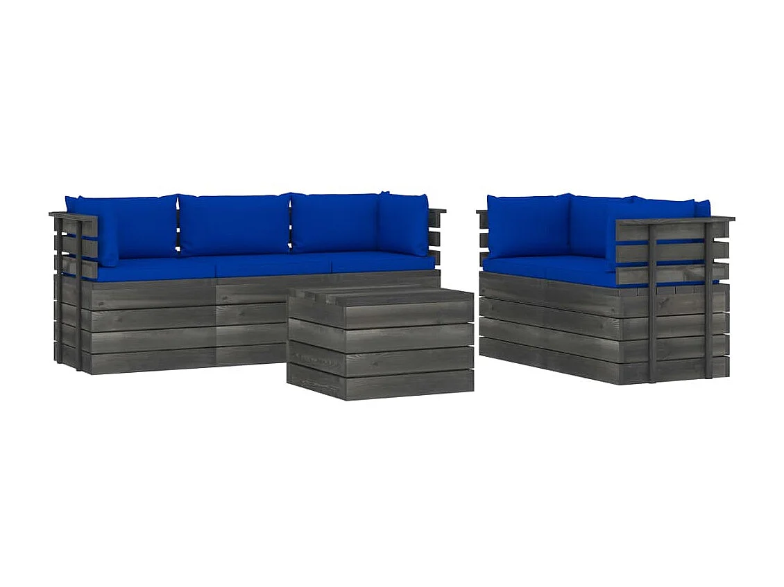 Salon palette de jardin 6 pcs avec coussins Bois de pin massif 29
