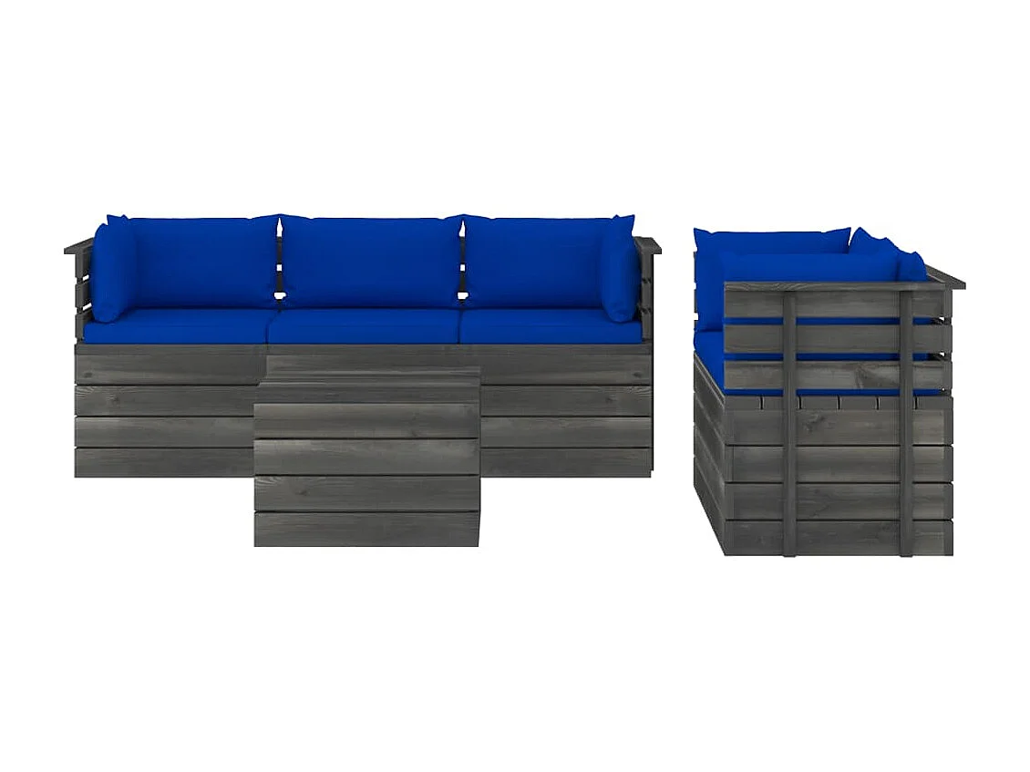 Salon palette de jardin 6 pcs avec coussins Bois de pin massif 29