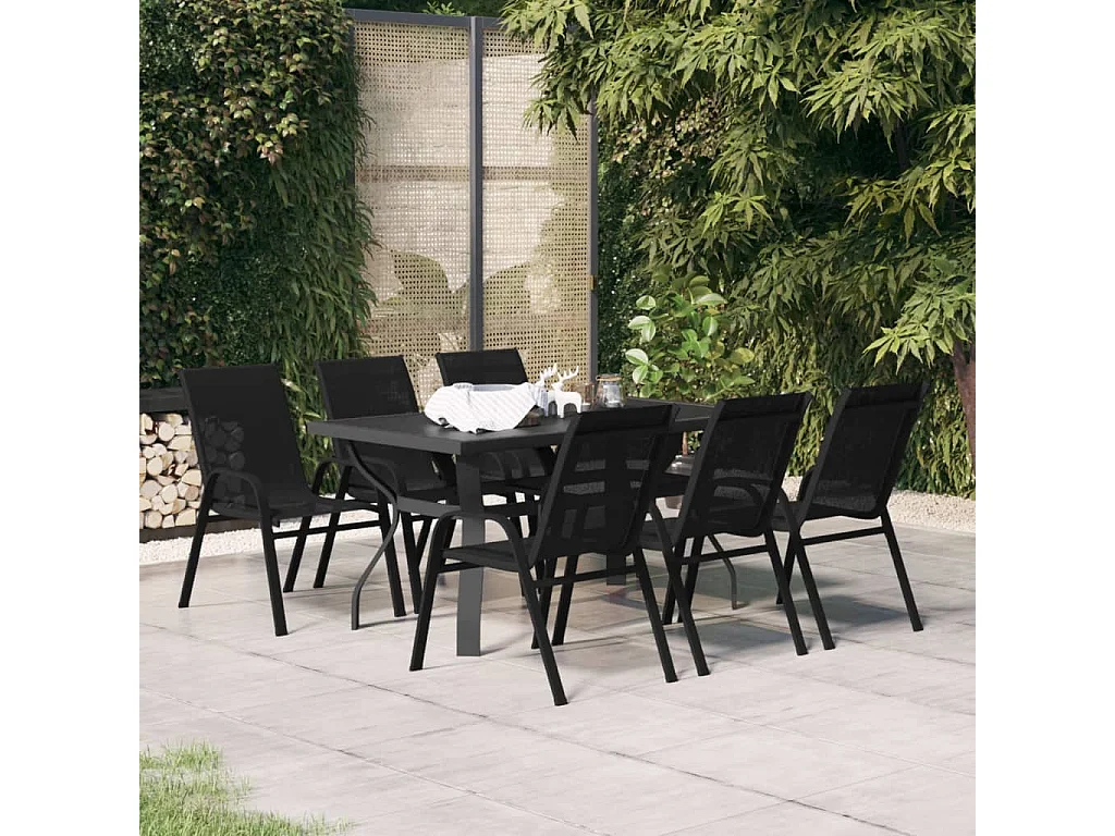 Ensemble de salle à manger de jardin 7 pcs Noir 43