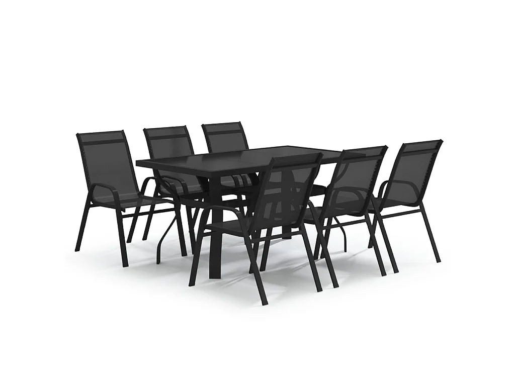 Ensemble de salle à manger de jardin 7 pcs Noir 43
