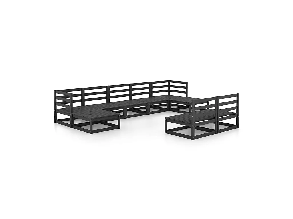 Salon de jardin 9 pcs Bois de pin massif 34
