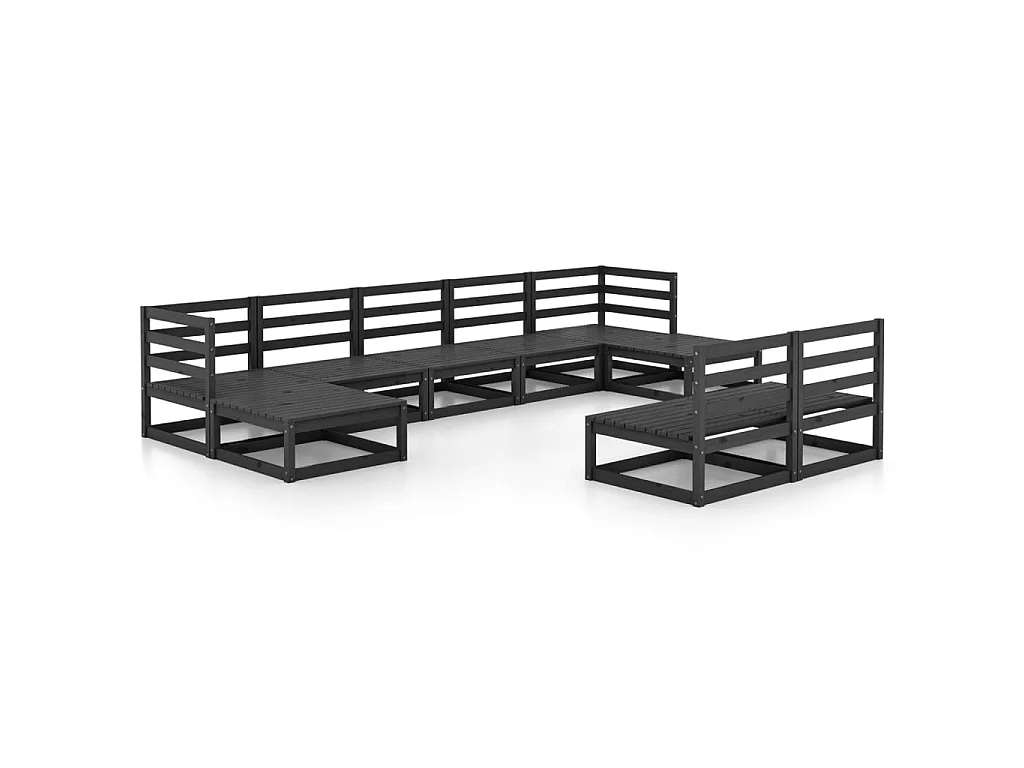 Salon de jardin 9 pcs Bois de pin massif 34