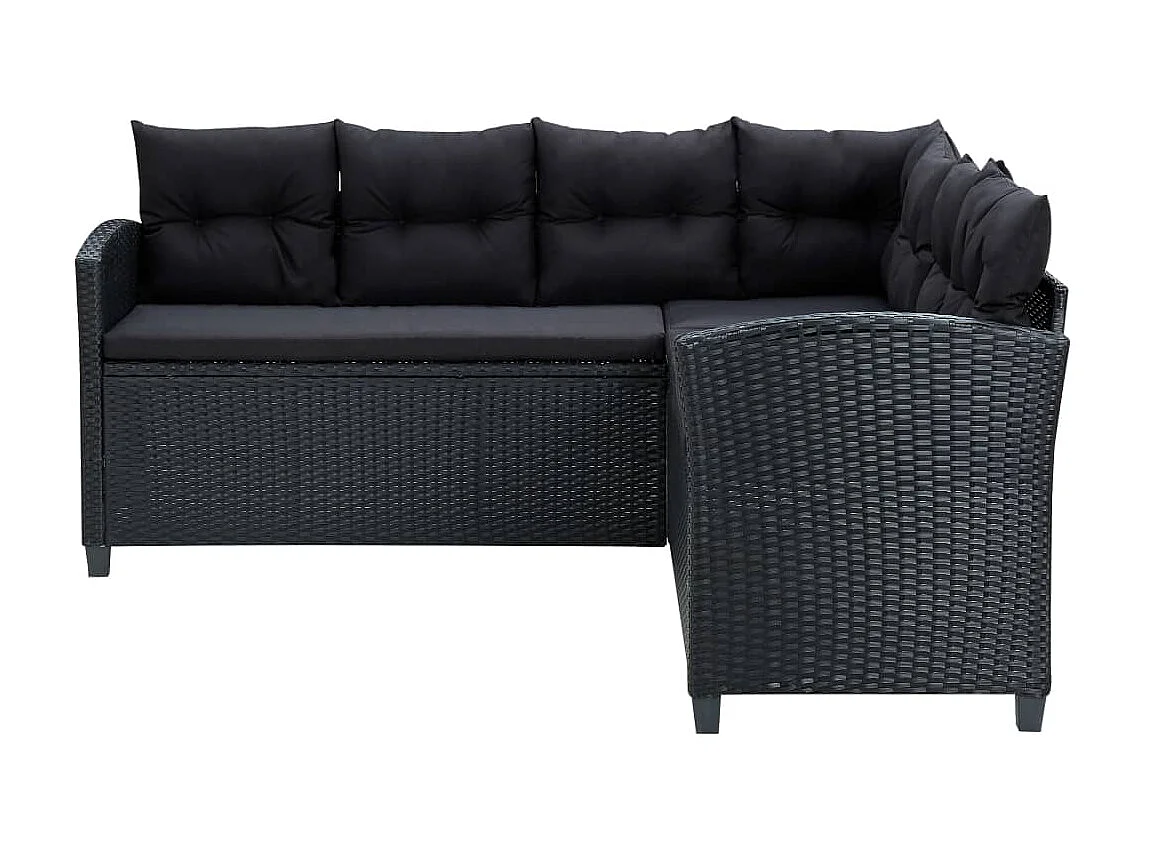 Salon de jardin 6 pcs avec coussins Résine tressée Noir 55