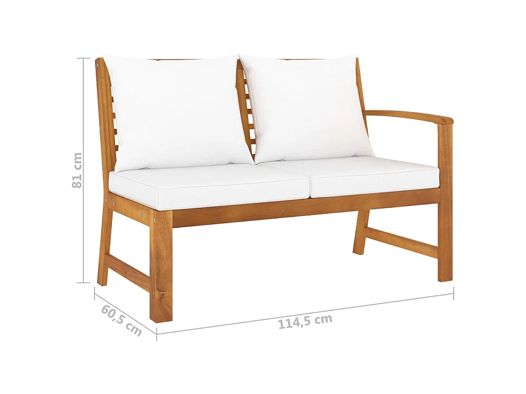 Salon de jardin 4 pcs avec coussin Crème Bois d'acacia solide 6