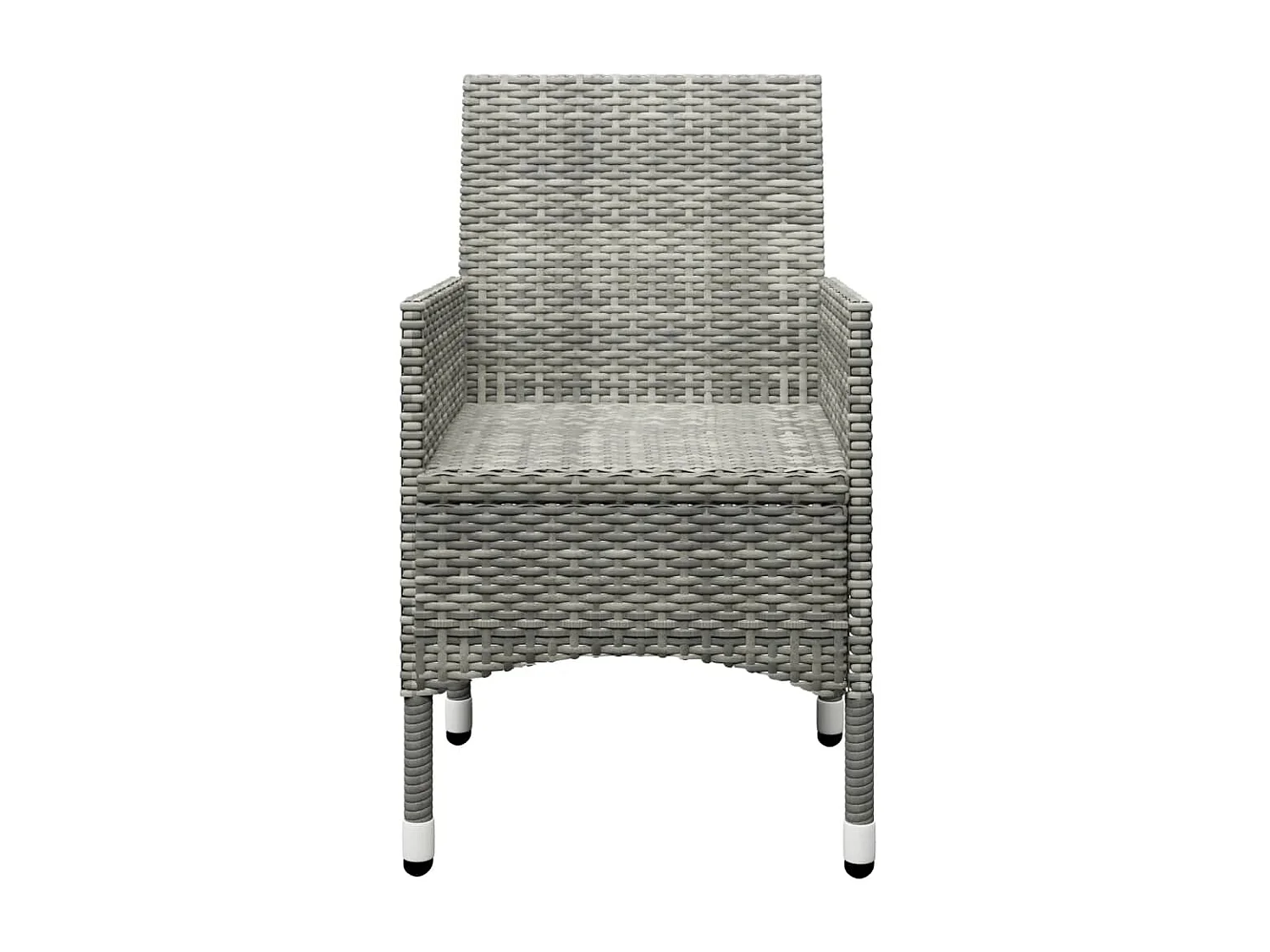 Ensemble de bistro 3 pcs Résine tressée et verre trempé Gris