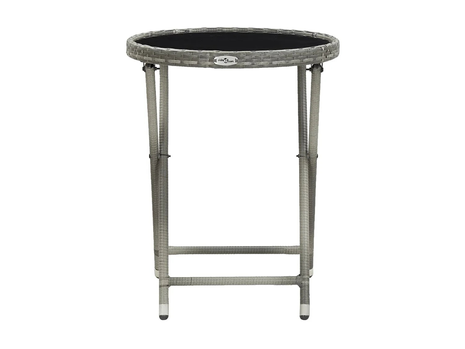 Ensemble de bistro 3 pcs Résine tressée et verre trempé Gris