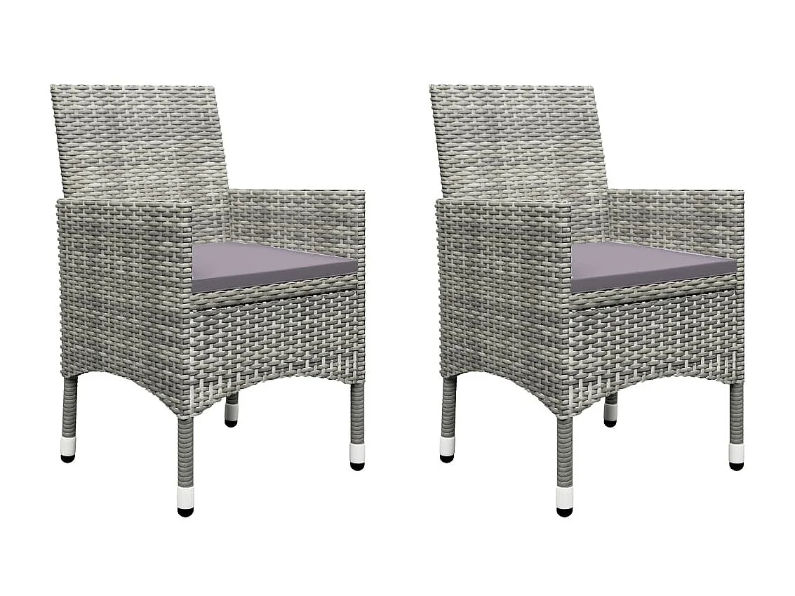 Ensemble de bistro 3 pcs Résine tressée et verre trempé Gris