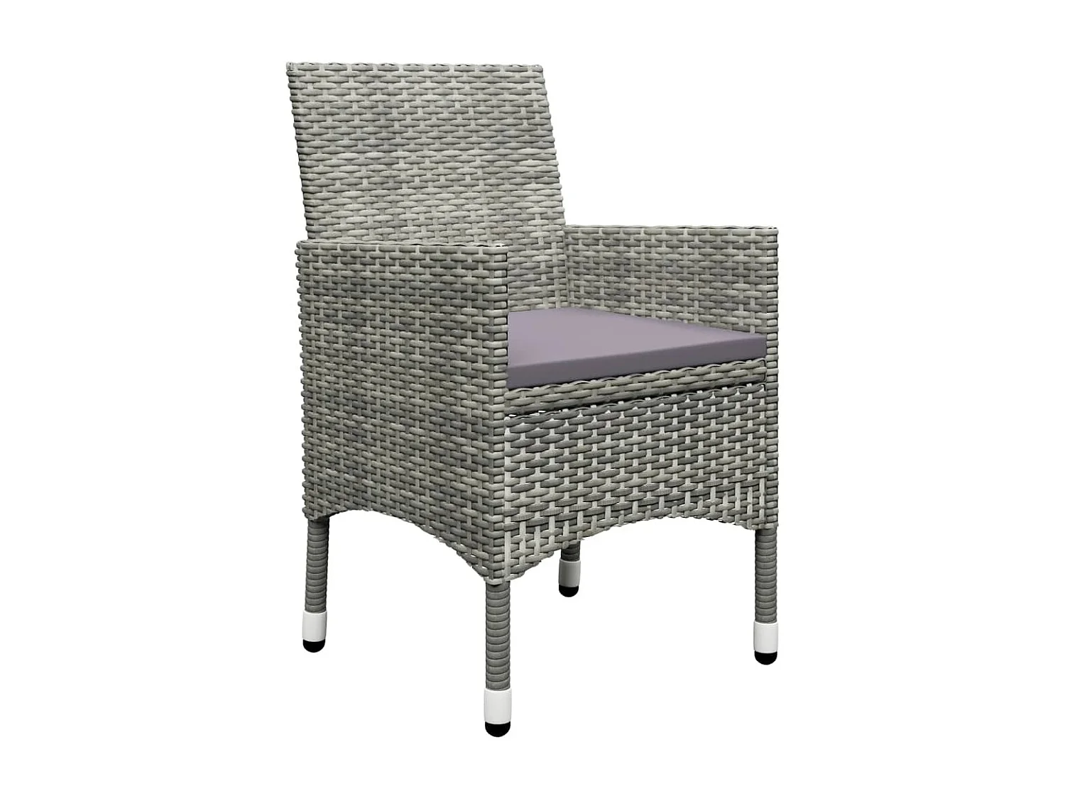 Ensemble de bistro 3 pcs Résine tressée et verre trempé Gris