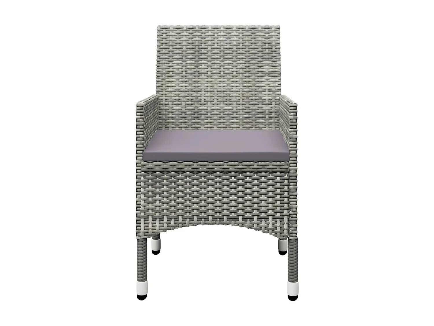 Ensemble de bistro 3 pcs Résine tressée et verre trempé Gris