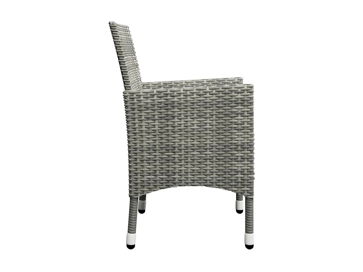 Ensemble de bistro 3 pcs Résine tressée et verre trempé Gris