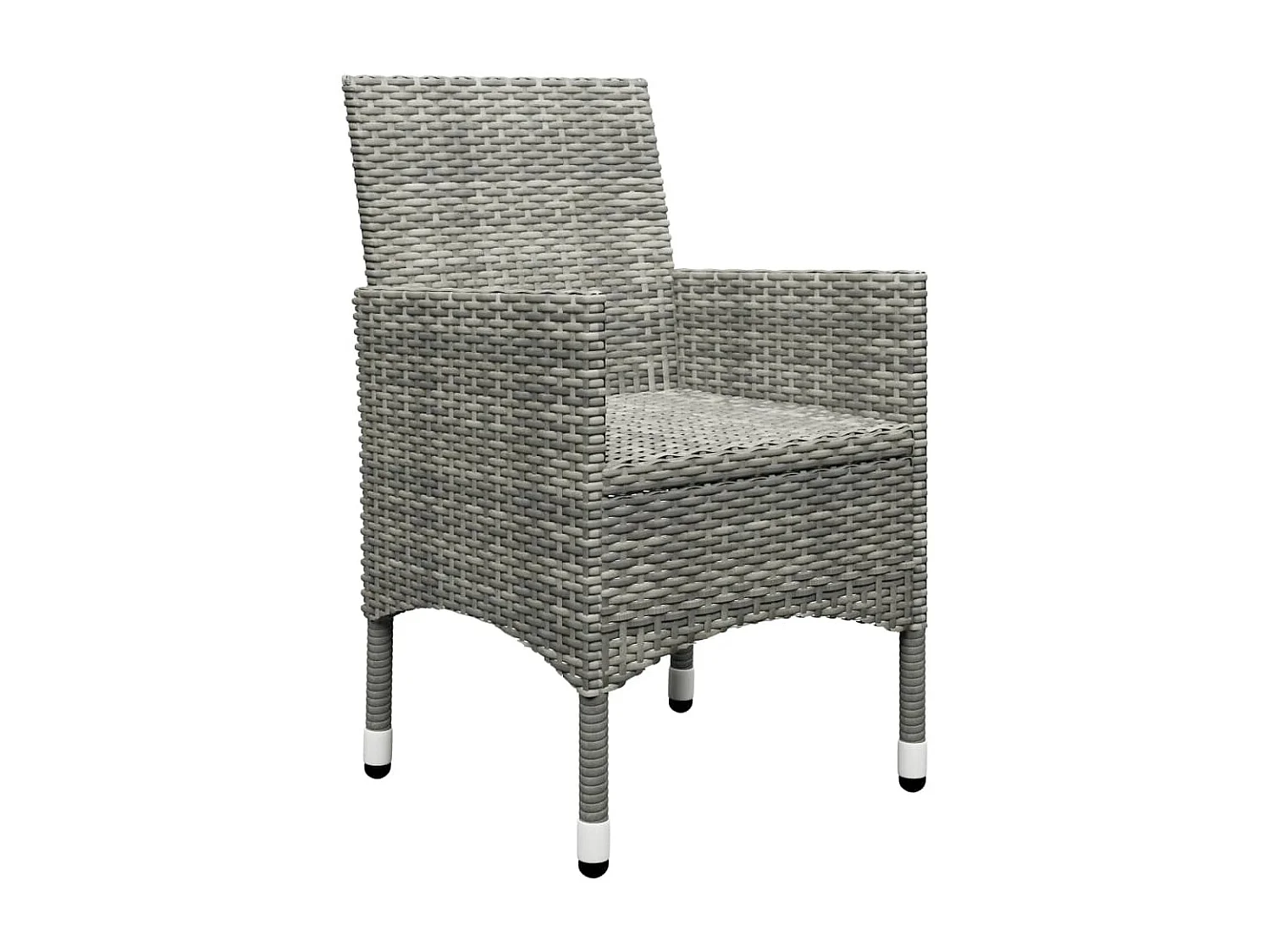 Ensemble de bistro 3 pcs Résine tressée et verre trempé Gris