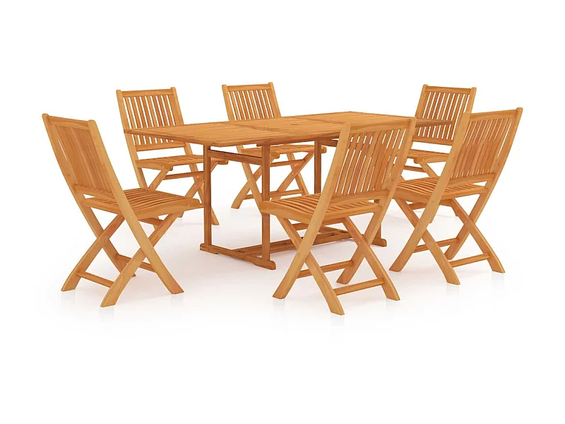 Ensemble de salle à manger de jardin 7 pcs Bois de teck massif 12