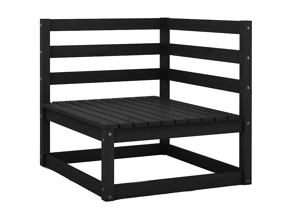 Salon de jardin 12 pcs Noir Bois de pin massif 3