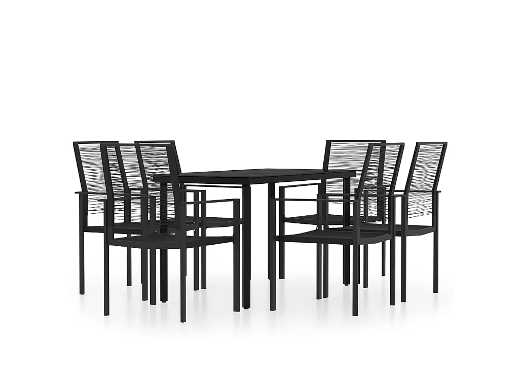 Ensemble de salle à manger de jardin 7 pcs Noir 11