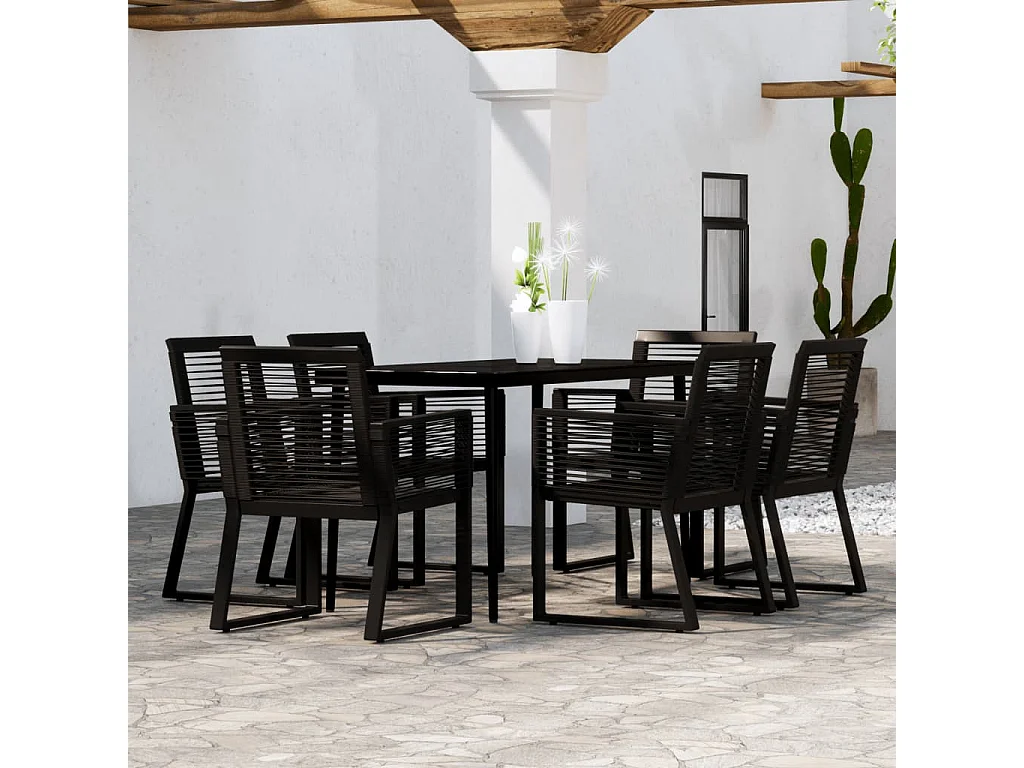 Ensemble de salle à manger de jardin 7 pcs Noir 26
