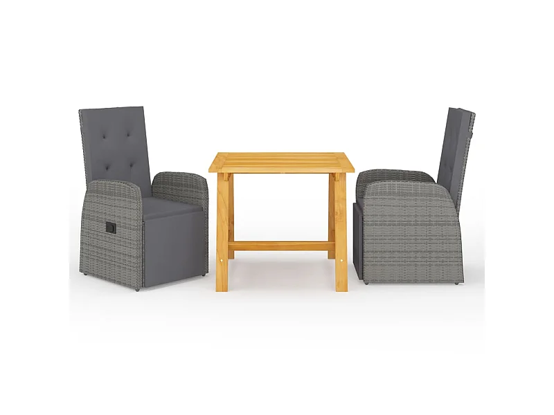 Ensemble de salle à manger de jardin 3 pcs Gris 22