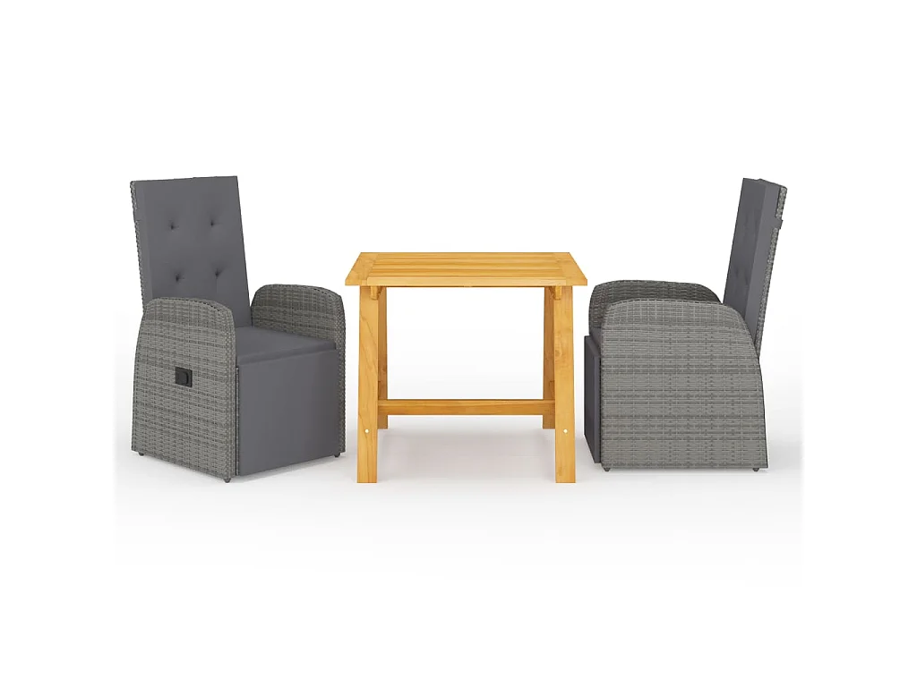 Ensemble de salle à manger de jardin 3 pcs Gris 22